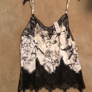 WHBM lace trim floral cami